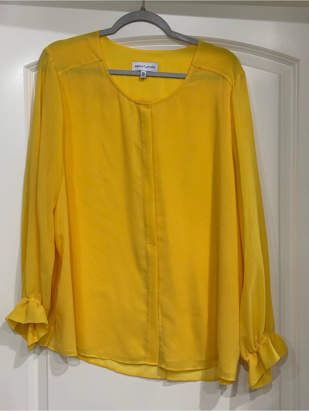 Gibson Latimer Bright Yellow Ruffle Cuff Blouse